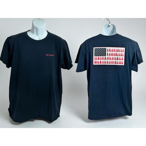 Columbia Patriotic America USA T-Shirt Sz XL Blue Short Sleeve Cotton Tee Shirt